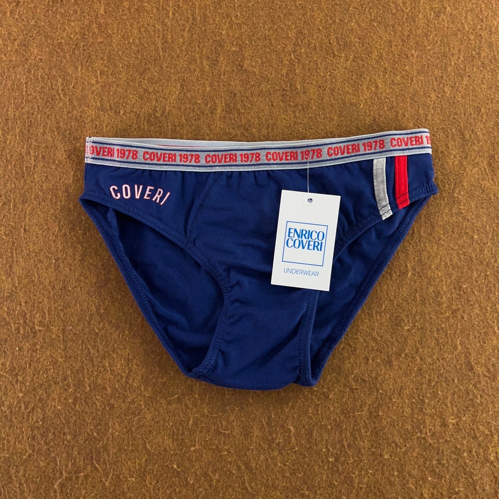 Enrico Coveri Mens Navy Blue Logo Elastic Waistband Briefs Underwear NWT